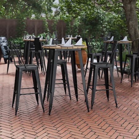 Flash Furniture 30 RD Bar Top Table Brown Poly Top/Black Frame JJ-T14623H-76-BRBK-GG